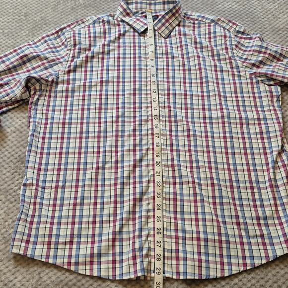 UNTUCKit Performance Button Up Shirt Men XL Pin Oak Plaid Reg Fit Stretch Wickin - Picture 10 of 11